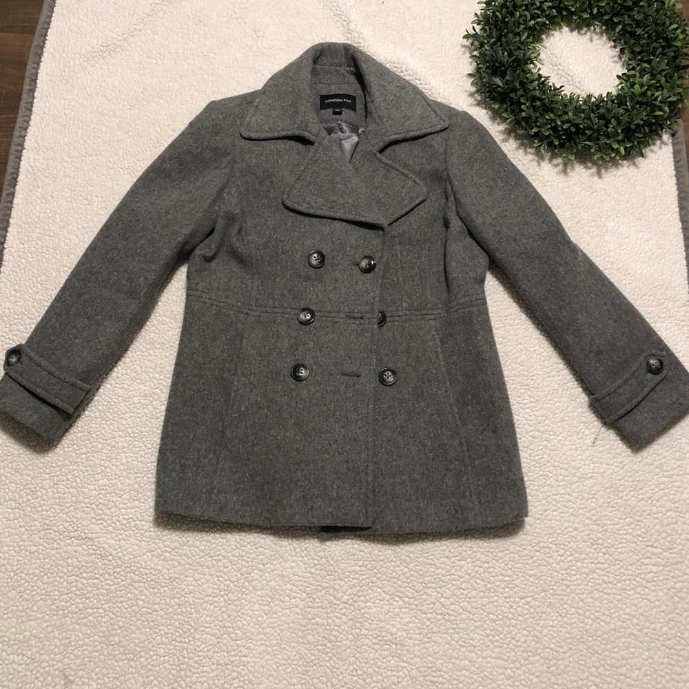 LondonFog Gray Womens Dress Coat Size L Like New